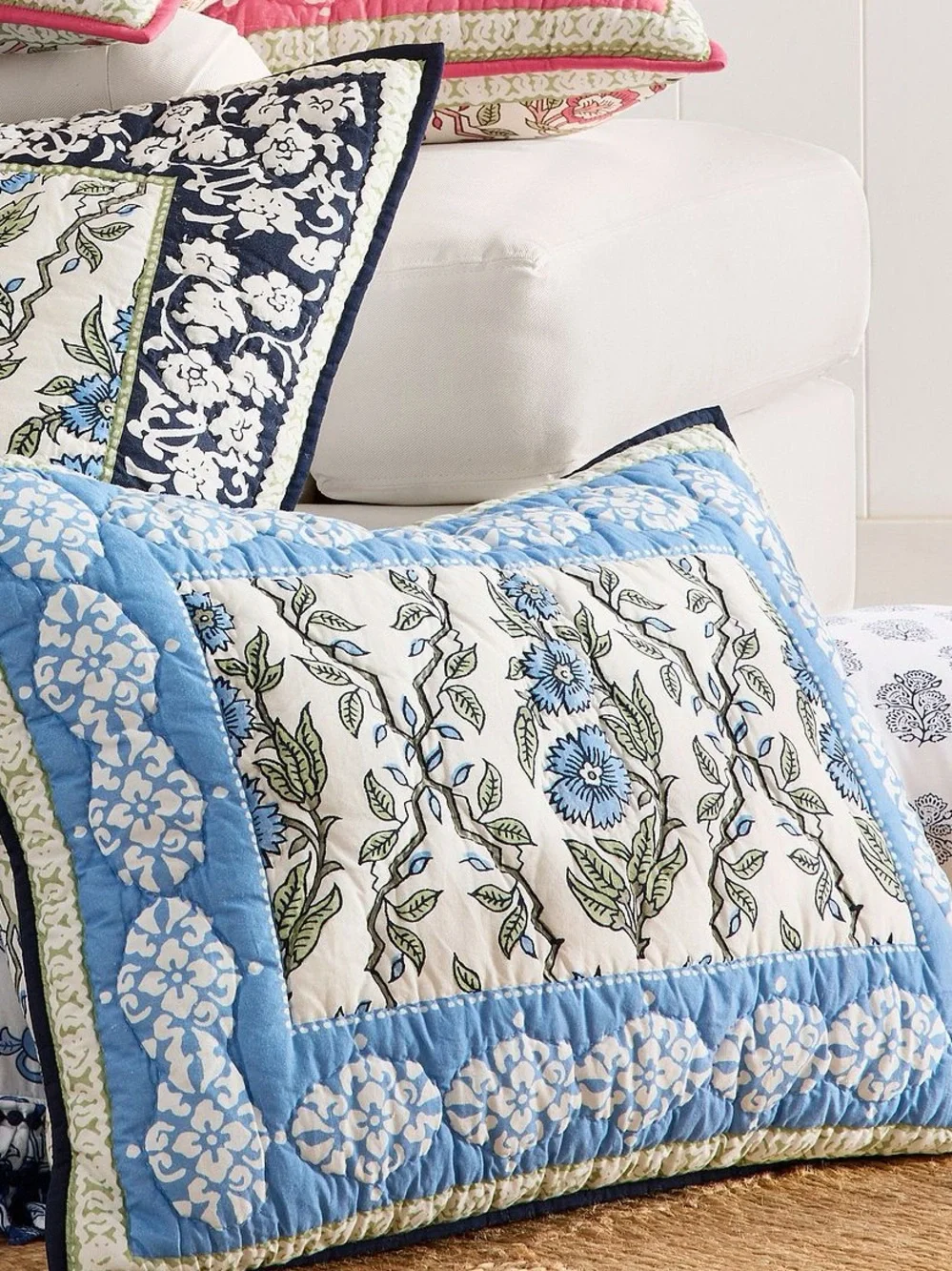 Pottery Barn x Roller Rabbit Trellis Floral Quilted Standard Pillow Sham Cover